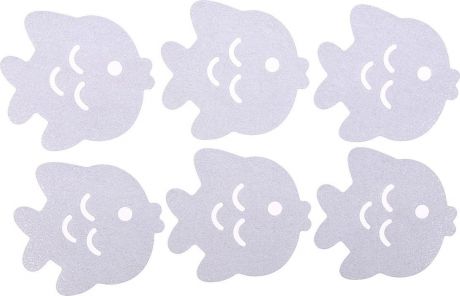 Противоскользящие наклейки для ванны Крошка Я "Рыбка", 3623326, прозрачный, белый, 6 шт