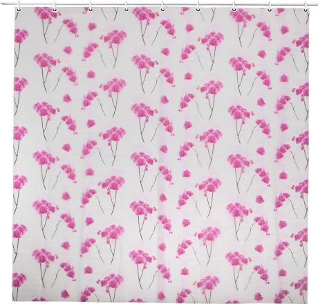 Штора для ванной Доляна "Орхидея", 2857238, розовый, 180 х 180 см