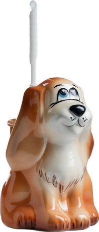 Ершик для унитаза Хорошие сувениры "Собака", с подставкой, 1802464, бежевый, коричневый
