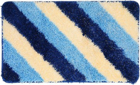 Коврик для ванной Доляна "Штрихи", 1894773, голубой, 45 х 75 см
