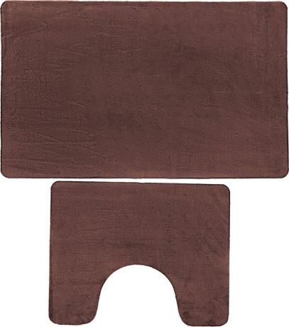 Набор ковриков для ванной Доляна "Тень", 3545719, коричневый, 2 шт