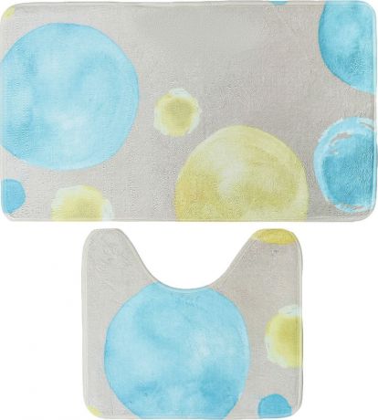Набор ковриков для ванной Доляна "Пузыри", 4066317, бежевый, 2 шт