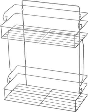 Полка для ванной комнаты Доляна, 1257233, двухярусная, серый металлик, 26,5 х 12,5 х 31,5 см