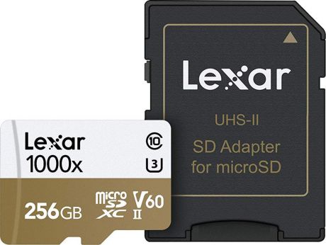 Карта памяти Lexar microSDXC 256GB Class10 1000x UHS-II с адаптером, белый
