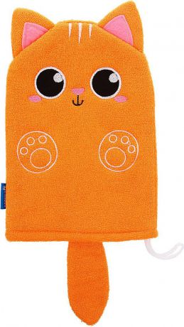 Игрушка-мочалка для купания Крошка Я "Котик", 3612501, оранжевый