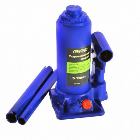 Домкрат бутылочный "Skyway", гидравлический, с клапаном, 5 т, цвет: синий