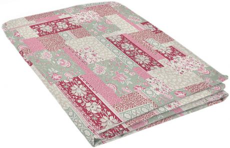 Простыня Сказка "Лоскутная мозаика" 140х200х26 см, розовый, белый, бежевый