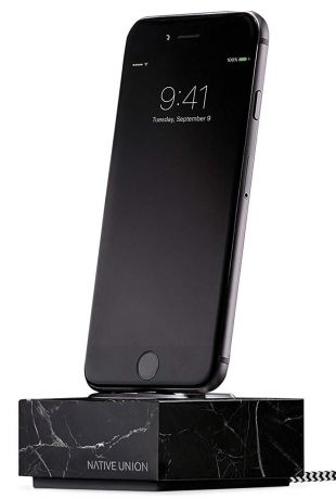 Подставка Native Union Native UniDOCK+ MARBLE IPHONE WITH 1.2M CABLE-BLACK для iPhone, с проводом, мрамор, черная, черный