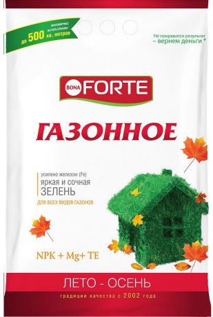 Удобрение комплексное Bona Forte Газонное осень, с микроэлементами, BF23010461, 5 кг