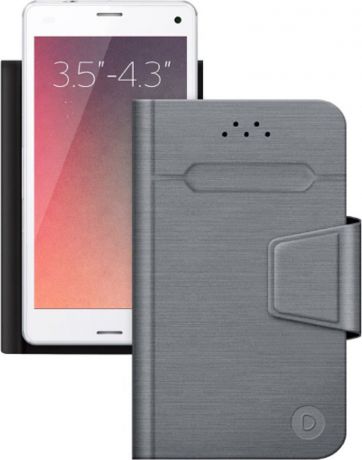 Чехол-книжка Deppa WalletFold универсальный для смартфонов 3.5-4.3" , серый