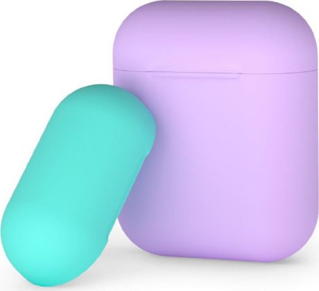 Чехол для наушников Deppa для Apple AirPods, фиолетовый, мятный
