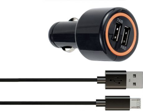 Автомобильное зарядное устройство Interstep IS-CC-MICRO002K-000B201, кабель microUSB, 2А, черный