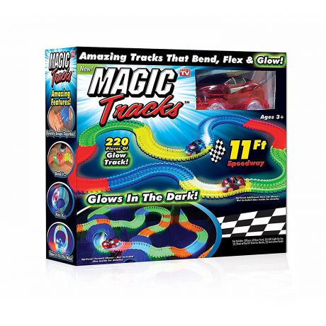 Трековые машинки MAGIC TRACKS Top Shop волшебный трек, гибкая трасса с подсветкой, 220 элементов красный