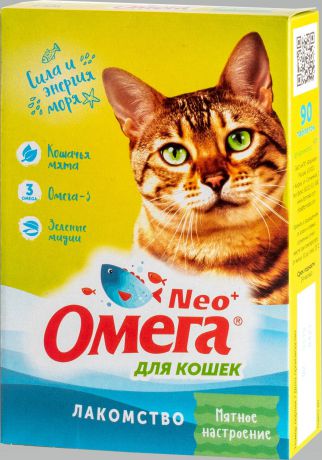Лакомство "Омега Neo+" с кошачьей мятой "Мятное настроение" для кошек 90 таблеток, 45 г.