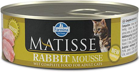 Корм консервированный для кошек Farmina Matisse, мусс с кроликом, 85 г