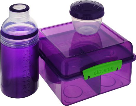 Набор Sistema "Lunch": ланчбокс 2 л, контейнер 150 мл, бутылка 480 мл, цвет: фиолетовый. 41580