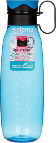 Бутылка для воды Sistema "Тритан", с петелькой, цвет: синий, 650 мл