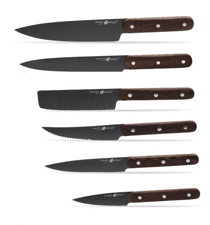 Набор кухонных ножей Apollo HNS-006, темно-коричневый