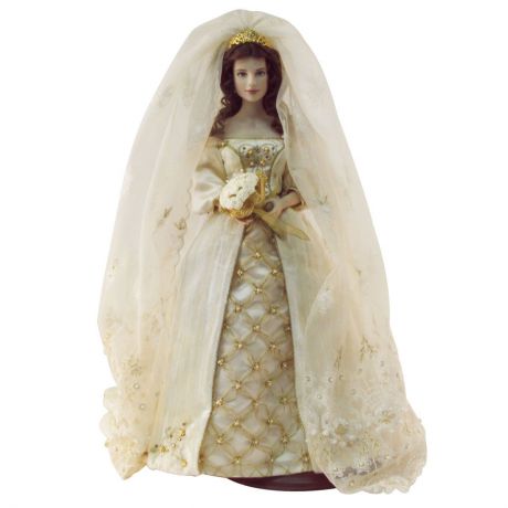 Кукла коллекционная Franklin Mint "Александра, Зимняя невеста", белый, коричневый, бежевый, золотой