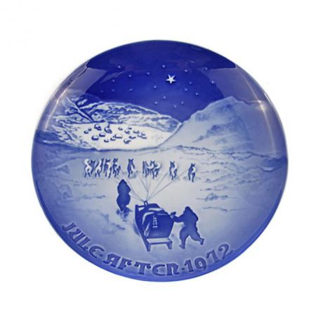 Декоративная тарелка Copenhagen Porcelan "Рождество в Гренландии", белый, голубой, синий