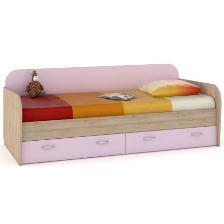 Кровать Моби с ящиками Ника 424, цвет бук песочный/лаванда