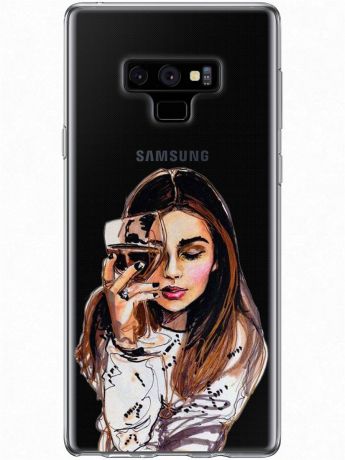 Чехол для сотового телефона With Love. Moscow Art Design "Девушка с вином" для Samsung Galaxy Note 9, прозрачный, разноцветный