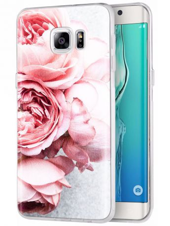 Чехол для сотового телефона UVOO Art Design "Пионовидные розы" для Samsung Galaxy S6, прозрачный