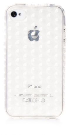 Чехол для сотового телефона iNeez накладка силиконовый 3D шарики для Apple iPhone 4/4S, прозрачный, золотой