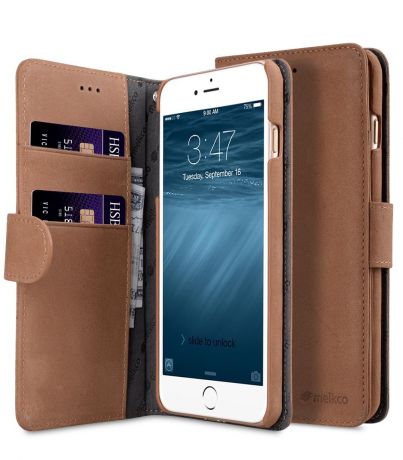 Чехол для сотового телефона Melkco Кожаный чехол книжка для Apple iPhone 7 Plus/8 Plus - Wallet Book Type, коричневый