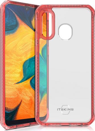 Чехол-накладка Itskins Hybrid Clear для Samsung Galaxy A40, прозрачный, красный