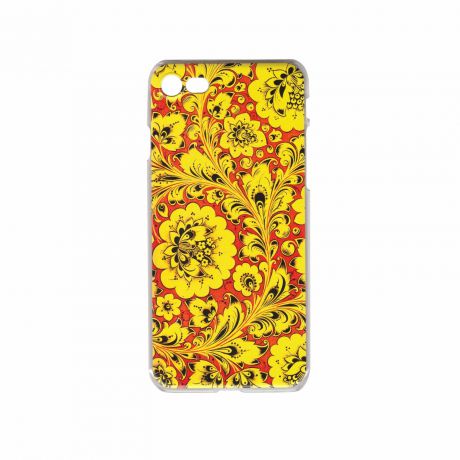 Чехол для сотового телефона IQ Format пластиковый для iPhone 7 и 8, "Хохлома", желтый, красный