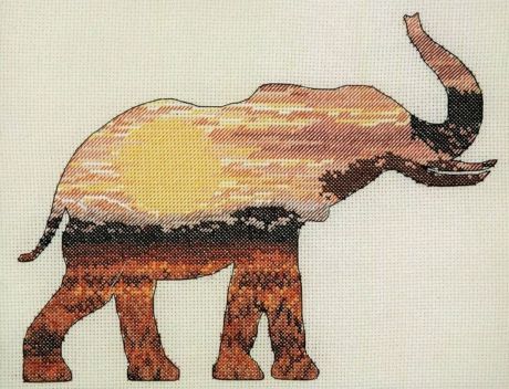 Набор для вышивания крестом Maia Слон в саванне, 20 х 26 см