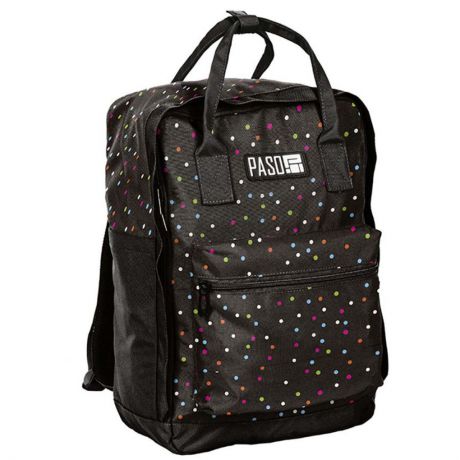 Рюкзак PASO Dots neon, темно-коричневый, разноцветный