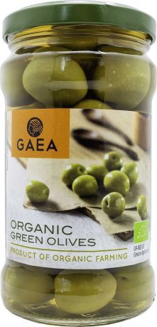 Овощные консервы Gaea Оливки органик зеленые с косточкой, 300 г