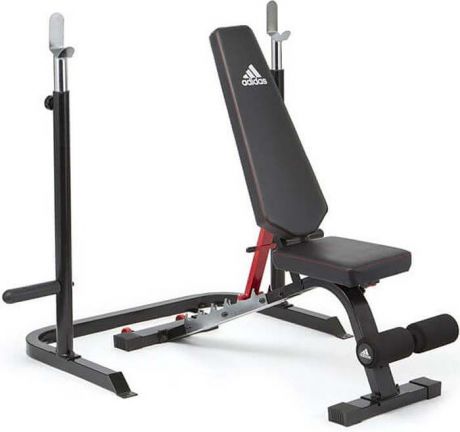 Силовая скамья Adidas, тренировочная с рамой для приседаний. ADBE-10345