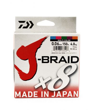 Плетеный шнур Daiwa J-Braid X8, 61117, мультиколор, 150 м, 0,06 мм