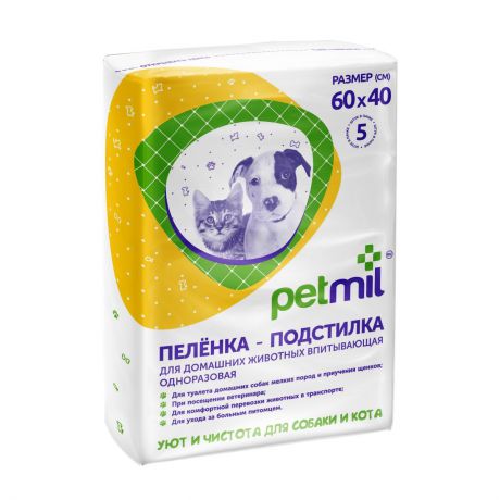 Одноразовая пеленка для животных ООО "МедМил" 40 Ж1 П2 005 Г3 60