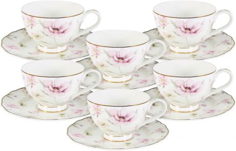 Набор чайный Anna Lafarg Emily "Розовый танец", AL-M1661/12-E9, белый, светло-розовый, 12 предметов