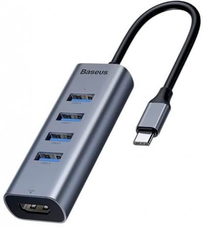 Адаптер-переходник Baseus Enjoy series Type-C to USB3.0x4+HDMI HD intelligent, серый