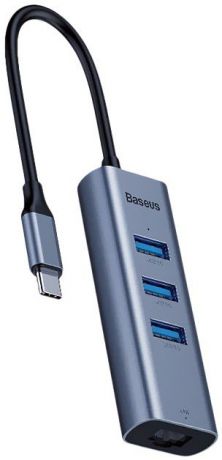 Адаптер-переходник Baseus Enjoy series Type-C to USB3.0x3+RJ45 port HUB adapter, серый