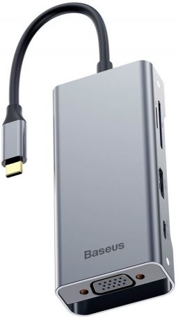 USB-концентратор Baseus Square Desk Type-C Multi-functional HUB VGA, серый