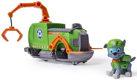 Paw Patrol Игровой набор Машинка спасателя и щенок Rocky цвет зеленый серый оранжевый
