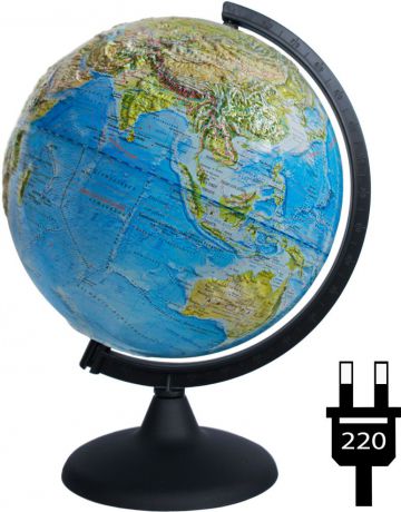 Глобусный мир Глобус с физической/политической картой мира рельефный диаметр 25 см с подсветкой