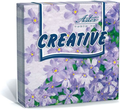 Салфетки бумажные Aster Creative Незабудки, 3-слойные, 27 х 25 см, 20 шт