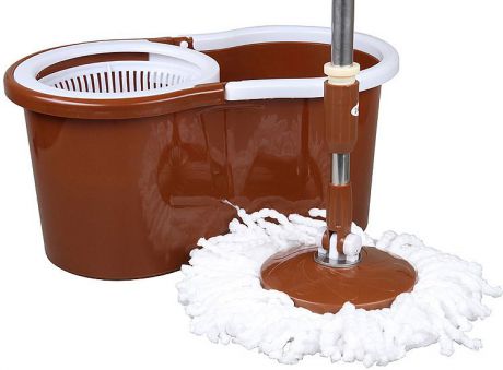 Комплект для уборки Rosenberg Швабра с отжимом + Ведро, 13 л, R-800006, коричневый