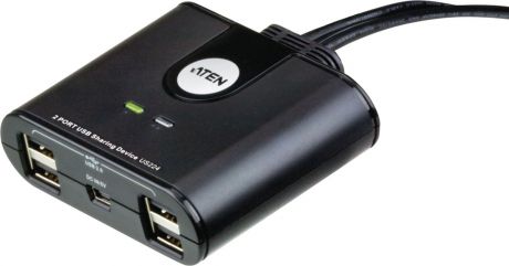 Переключатель ATEN KVM Switch US224-AT KVM-переключатель, USB, 2> 2 устройства/порта/port+клавитаура+мышь, 4 USB A Female/2 встроен. шнура A Male