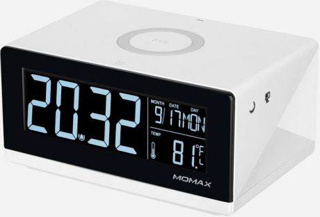 Беспроводное зарядное устройство Momax Q.Clock Digital Clock with Wireless Charger, белый
