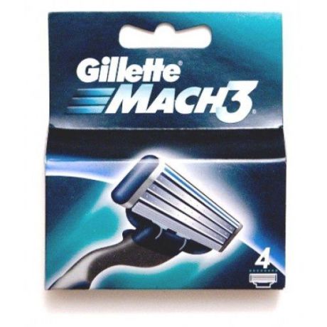 Сменные кассеты для бритв Gillette Сменные лезвия Mach 3 4 шт
