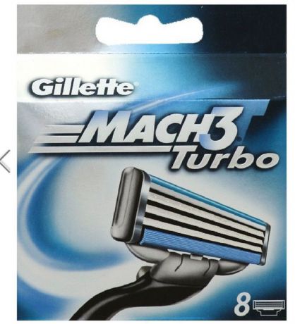Сменные кассеты для бритв Gillette Сменные лезвия Mach 3 Turbo 8 шт