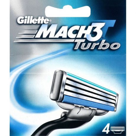 Сменные кассеты для бритв Gillette Сменные лезвия Mach 3 Turbo 4 шт